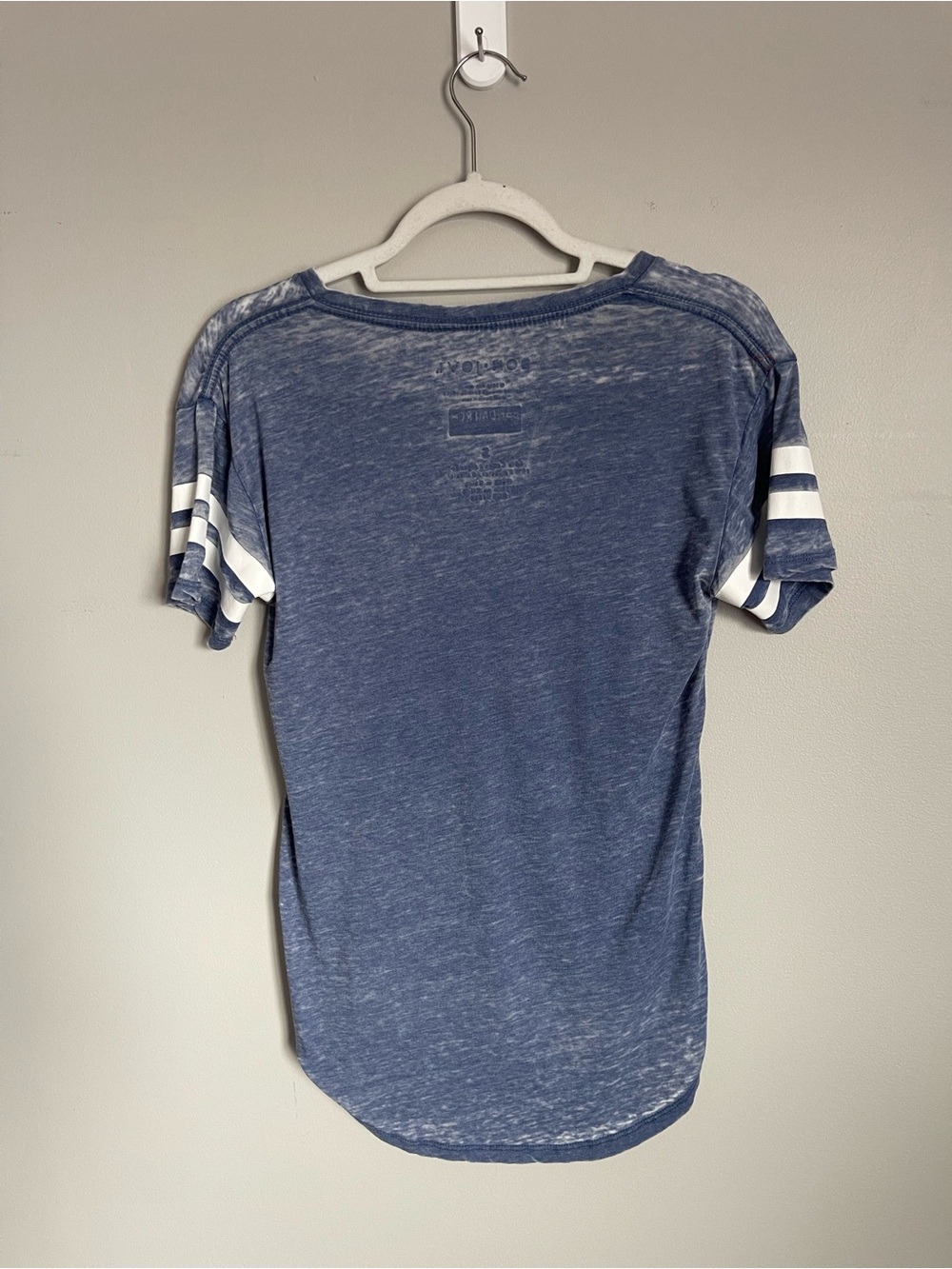 BON JOVI | Blue Graphic V-Neck Fitted Burnout Tee Sz S - Picture 5 of 6